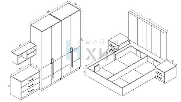 Спален комплект от Модулна система "Комо"-Конфигурация 8 - Image 2